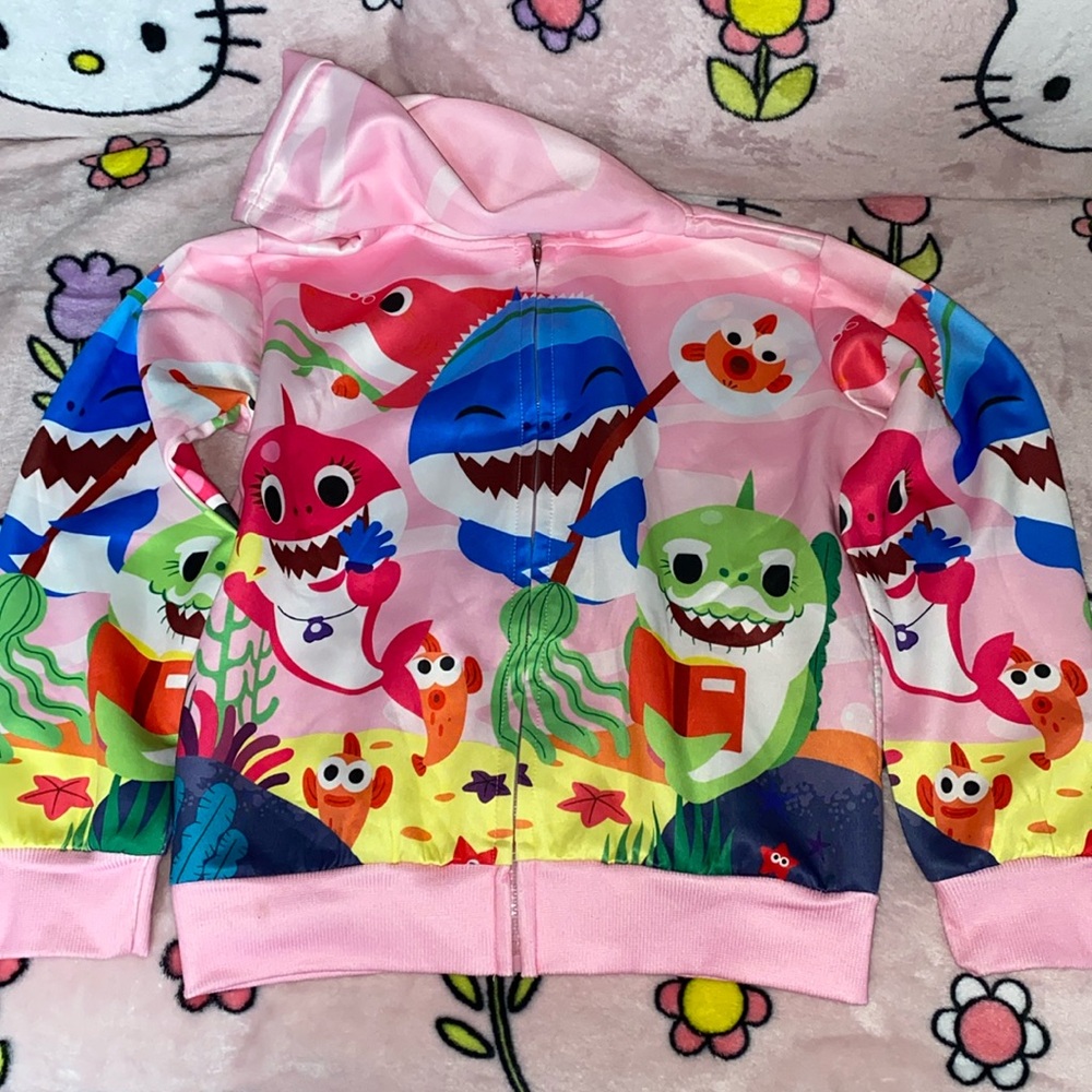 Pink Baby Shark Zip-up Hoodie